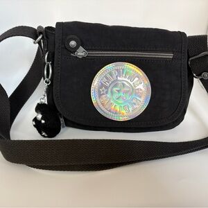 Kipling Black Crossbody Bag with Iridescent Logo